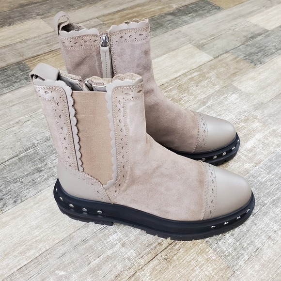 Free People Shoes - Free People Women Tate Leather Moto Boots Sz 7.5 Biker Studded Zip NEW NWOB
